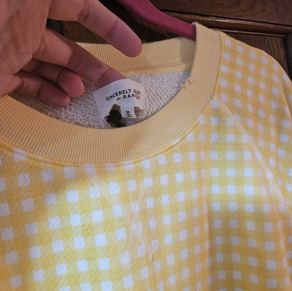 Bandier x Sincerely Jules The Juniper Sweatshirt Vintage Yellow Gingham Medium - Picture 6 of 8